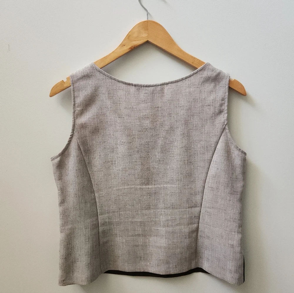 Perceptions Petite Size 10 Striped Tank Top Sleeveless Side Zipper Neutral
